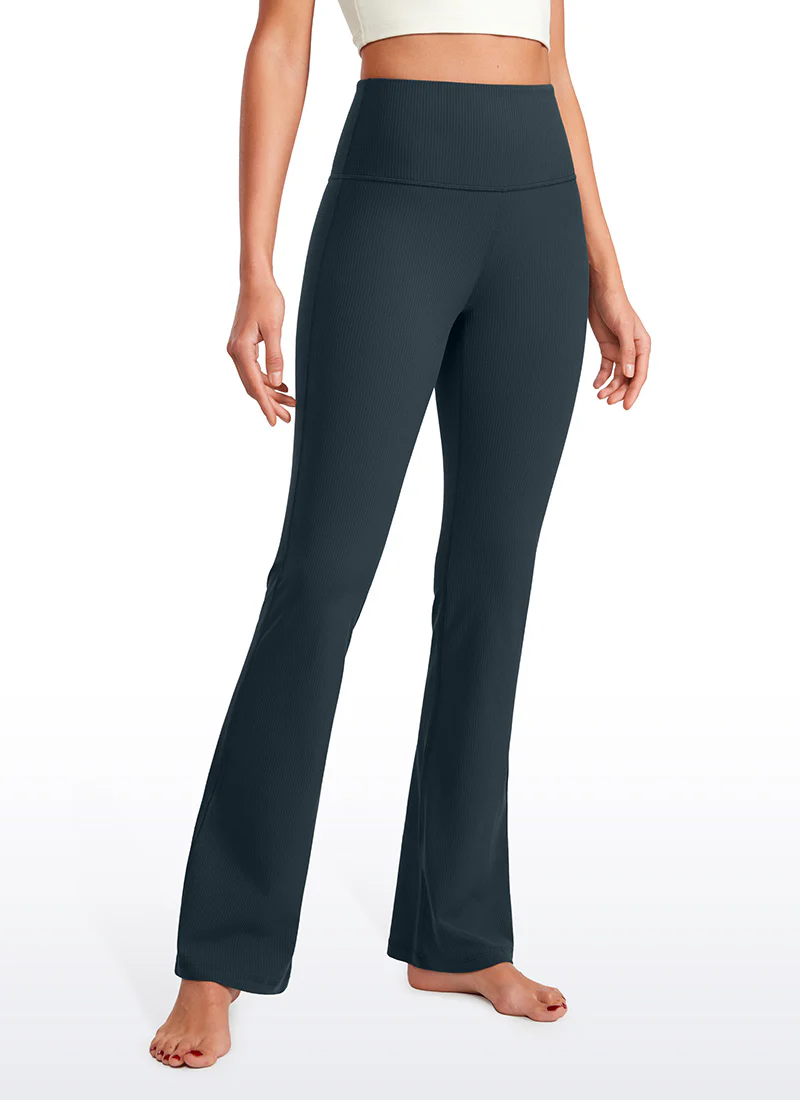 Ribbed High Waist Pocket Flare Leggings 31" - Image 5