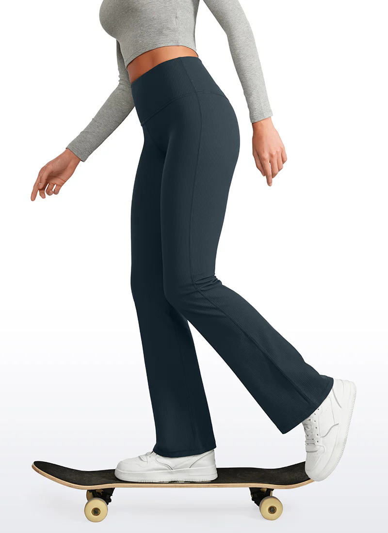 Ribbed High Waist Pocket Flare Leggings 31" - Image 7