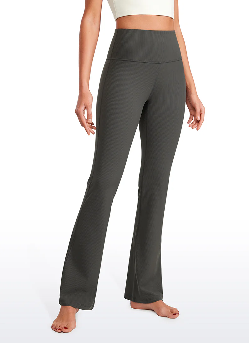 Ribbed High Waist Pocket Flare Leggings 31" - Image 9