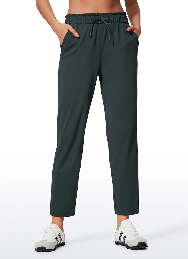 Stretch Drawstring High Waist 7/8 Pants with Pockets 27'' - Image 13
