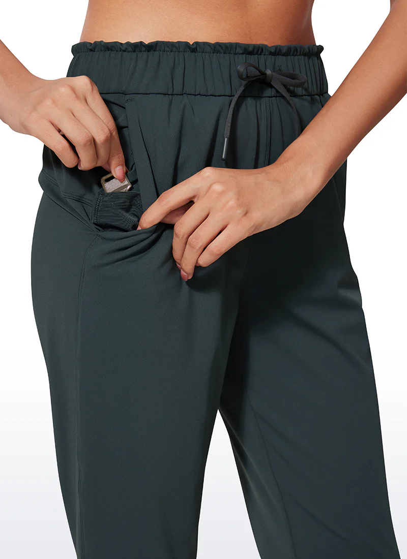 Stretch Drawstring High Waist 7/8 Pants with Pockets 27'' - Image 16