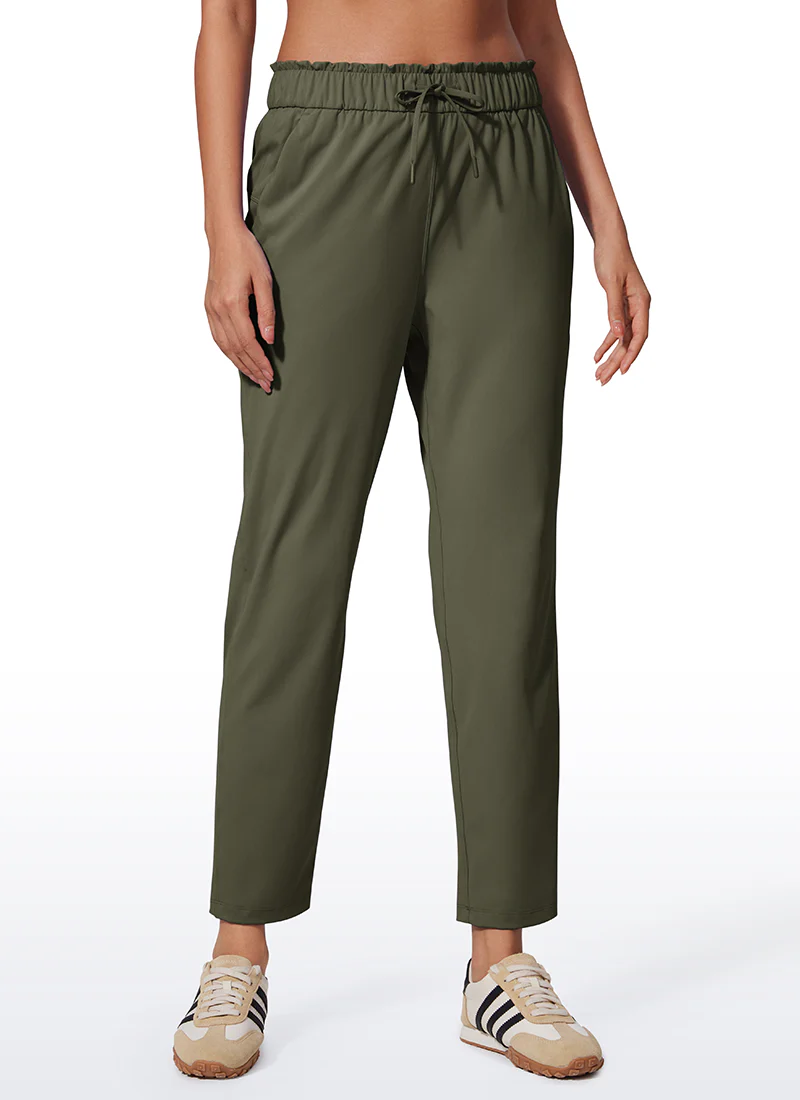 Stretch Drawstring High Waist 7/8 Pants with Pockets 27'' - Image 17