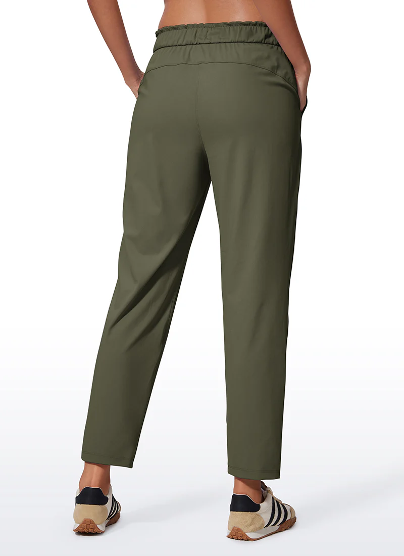 Stretch Drawstring High Waist 7/8 Pants with Pockets 27'' - Image 18