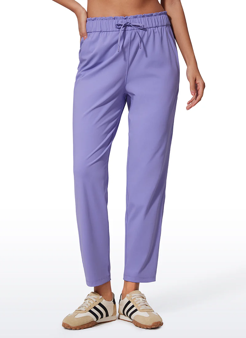 Stretch Drawstring High Waist 7/8 Pants with Pockets 27'' - Image 25