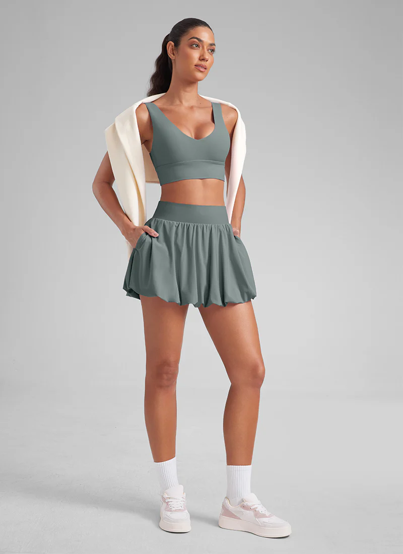 Feathery-Fit Soft Bubble Hem Balloon Ruffle Skort - Image 24