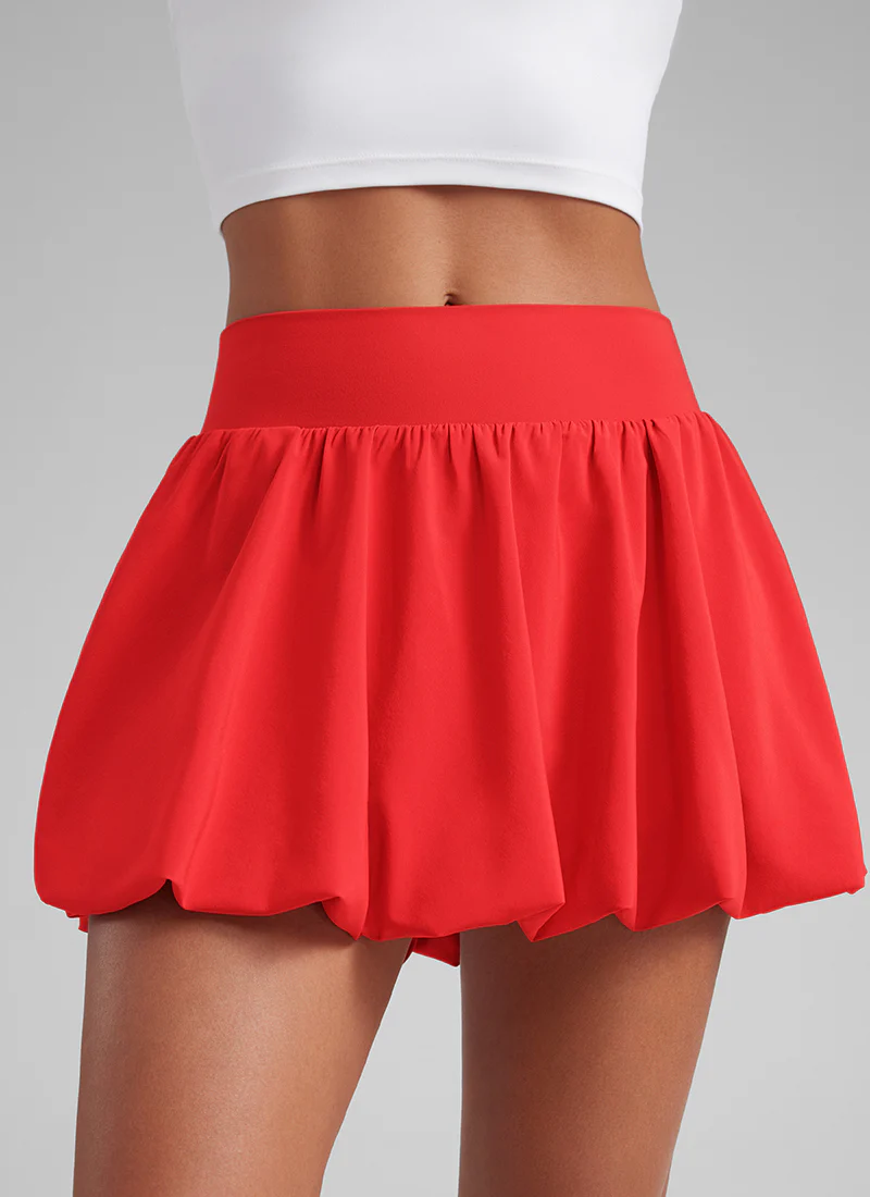 Feathery-Fit Soft Bubble Hem Balloon Ruffle Skort - Image 3