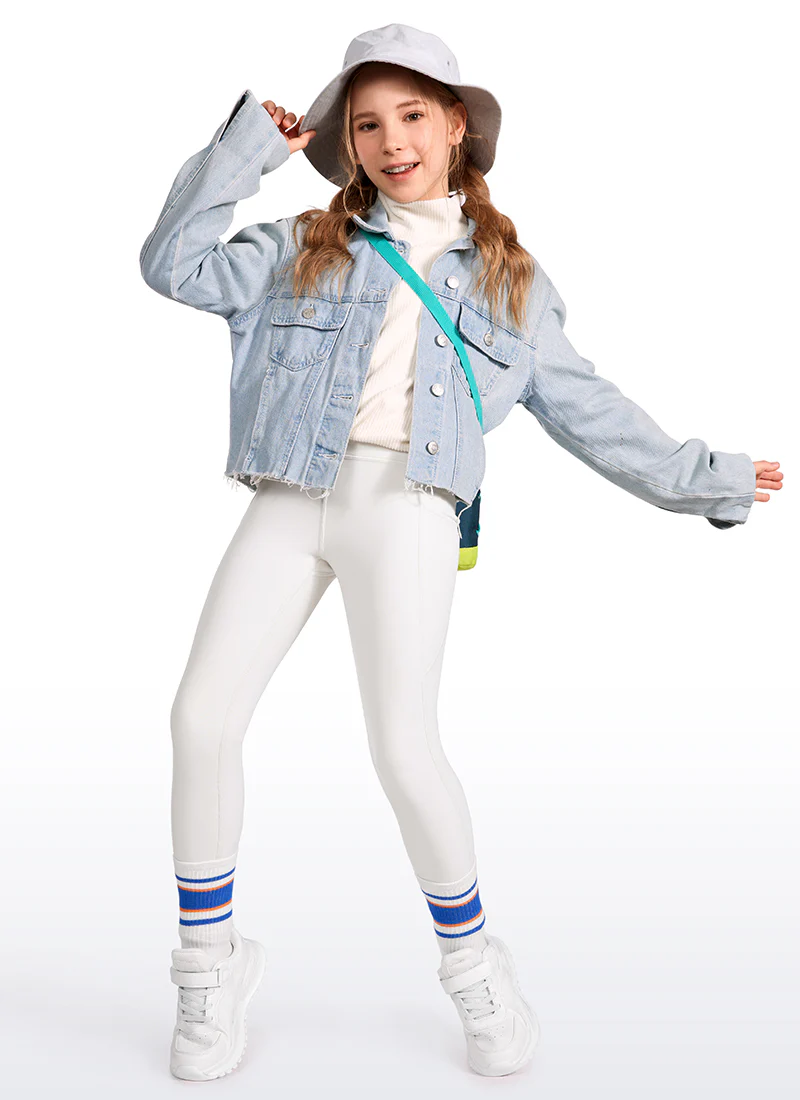 Thermal Fleece Lined Soft Girls Water-Resistant Pocketed Leggings - Image 11