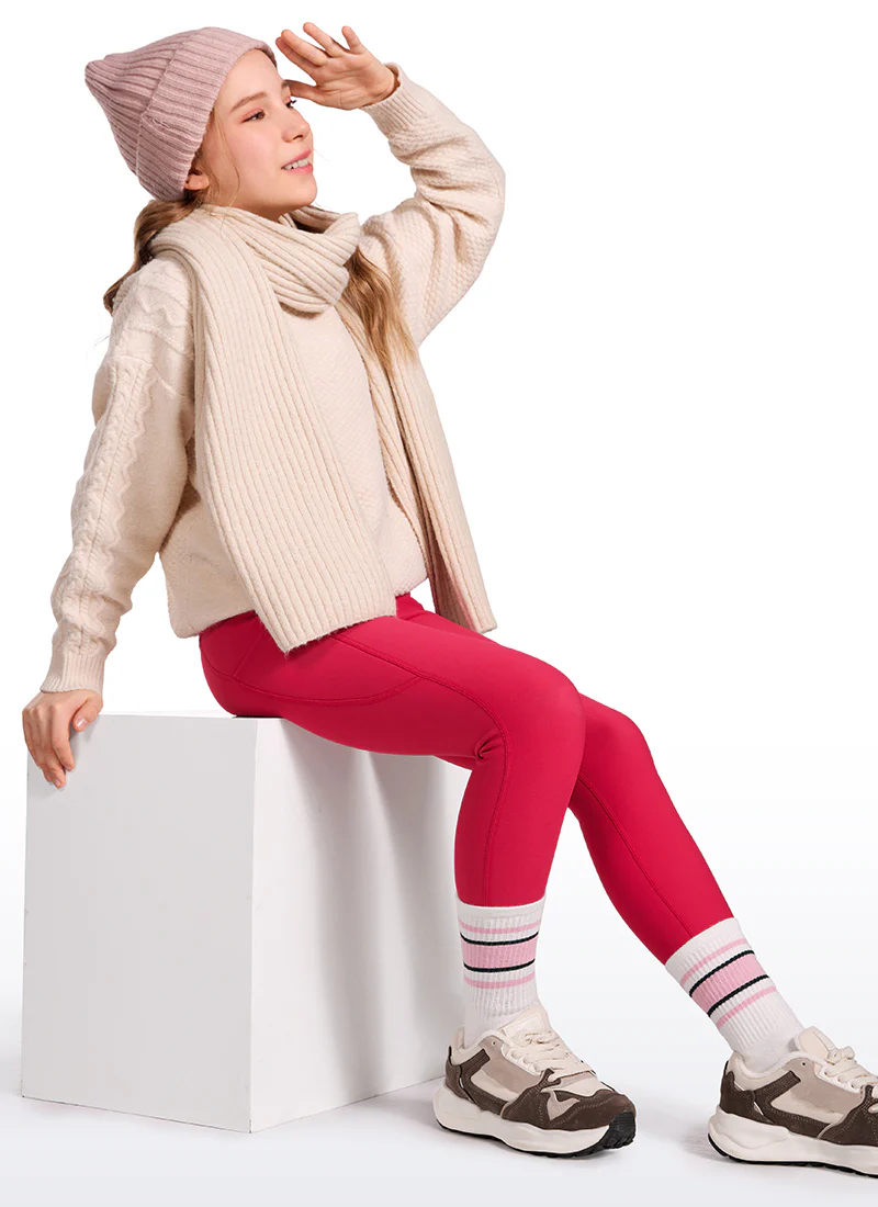 Thermal Fleece Lined Soft Girls Water-Resistant Pocketed Leggings - Image 7