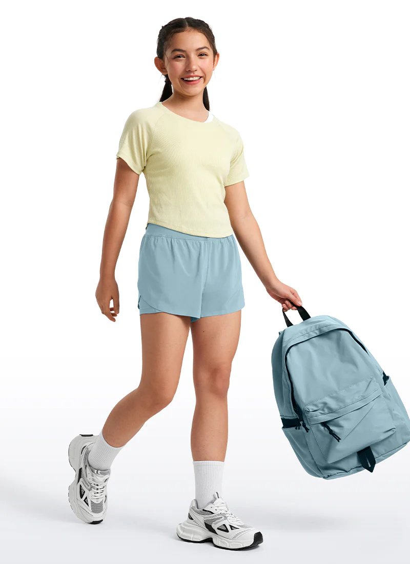 Feathery-Fit Soft Girls 2 in 1 High Rise Dolphin Lined Shorts 2.5'' - Image 3