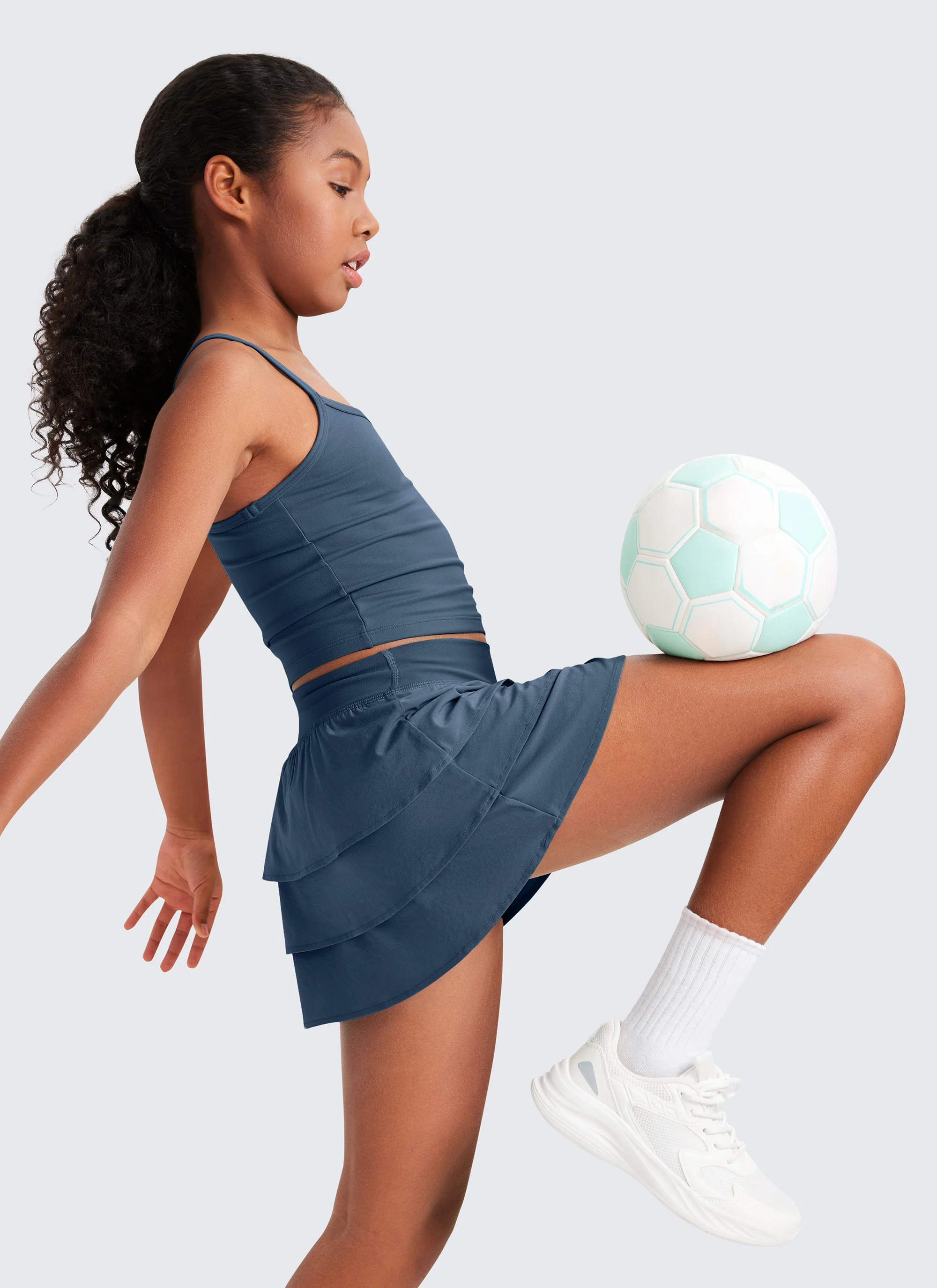 Feathery-Fit Soft Girls Athletic Ruffle Skirts with Shorts - Image 22