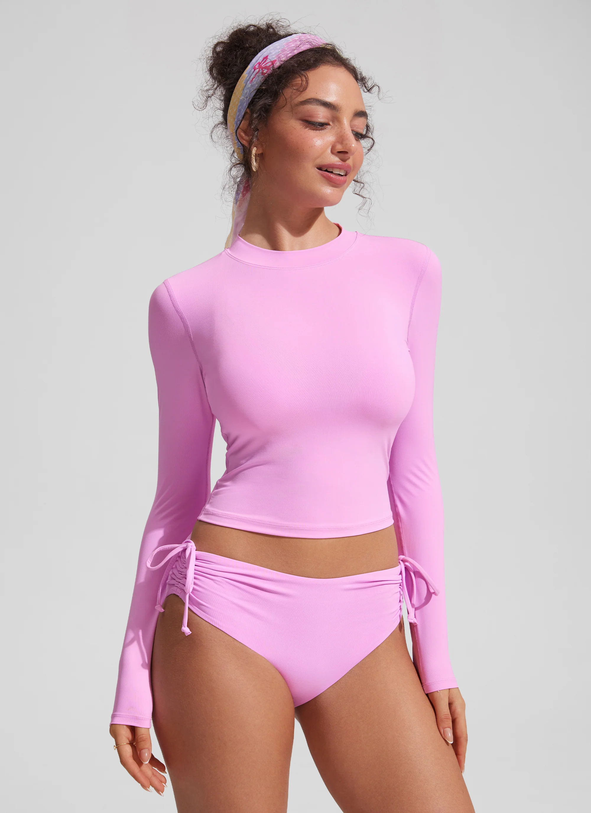 UPF 50+ Cropped Rashguard Swimsuit Top - Image 17