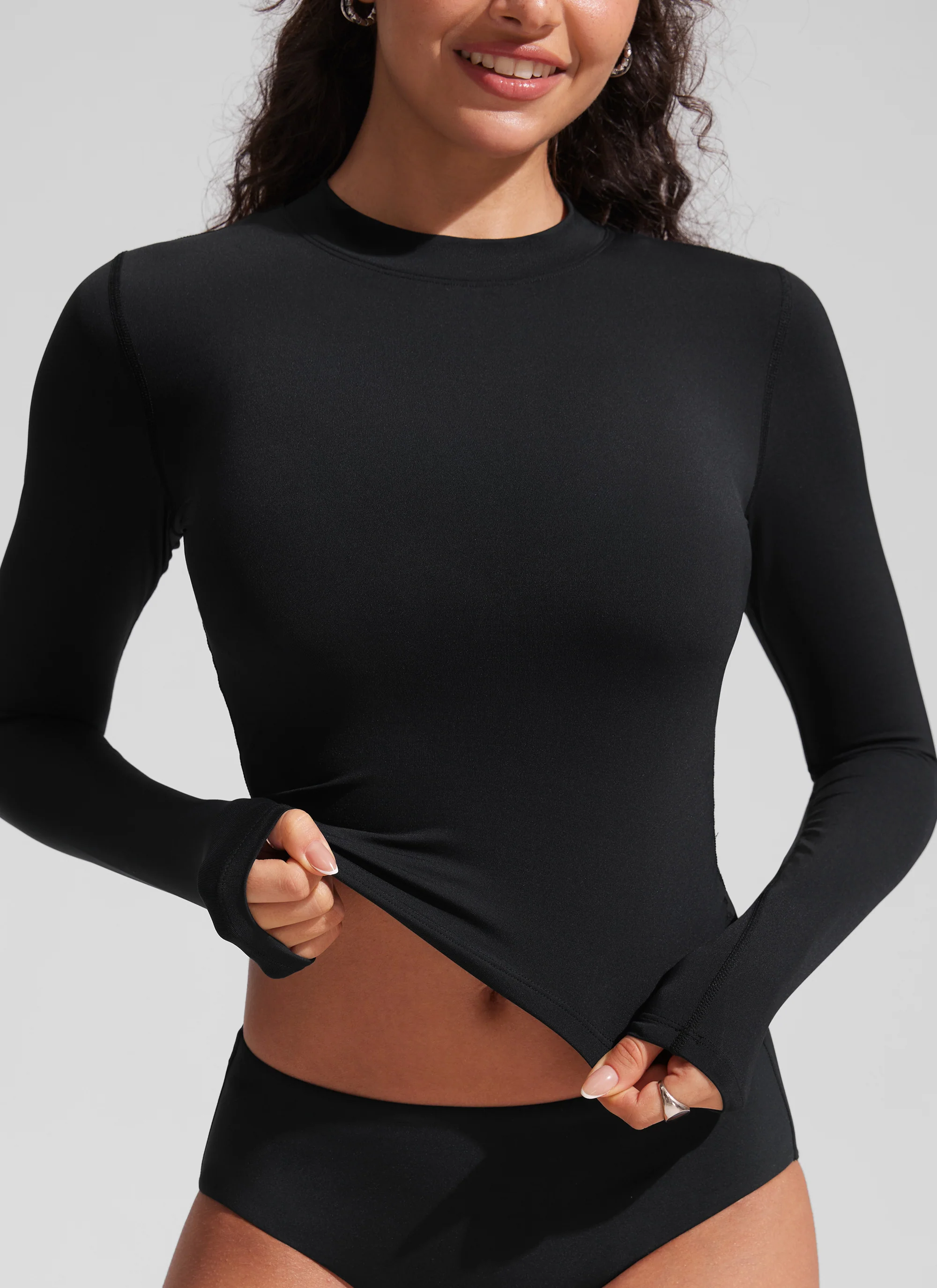 UPF 50+ Cropped Rashguard Swimsuit Top - Image 3
