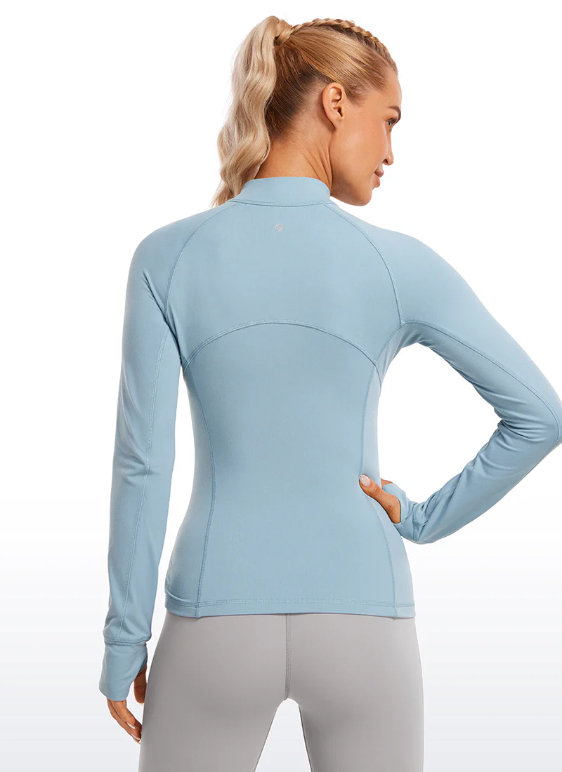 Brushed Thumbhole Half Zip Long Sleeve - Image 2