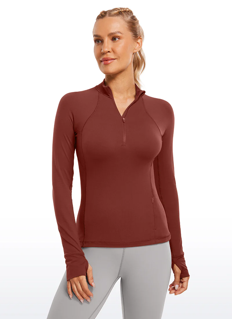 Brushed Thumbhole Half Zip Long Sleeve - Image 36