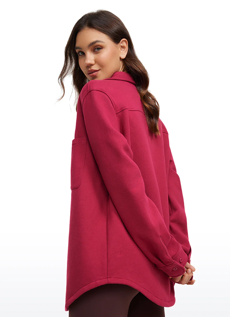 Fleece Lined Oversized Button Down Jacket - Image 14