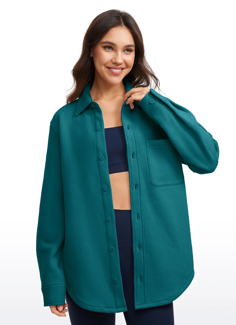 Fleece Lined Oversized Button Down Jacket - Image 17