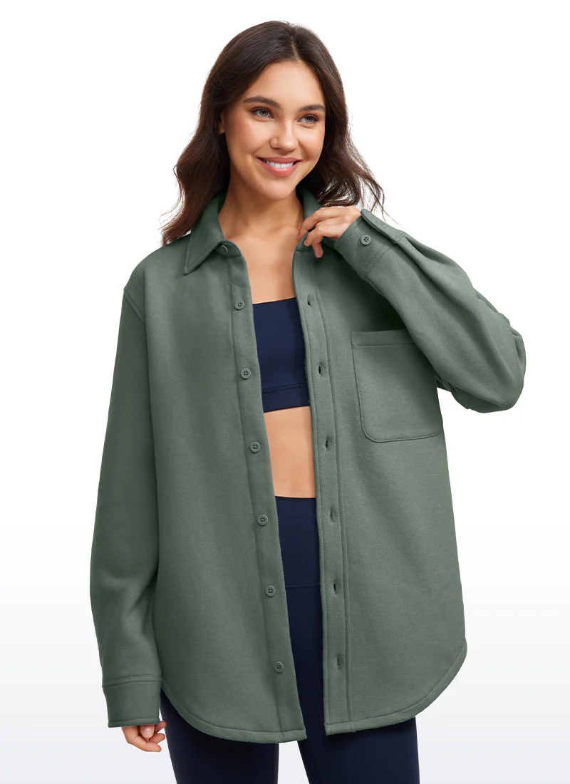 Fleece Lined Oversized Button Down Jacket - Image 21