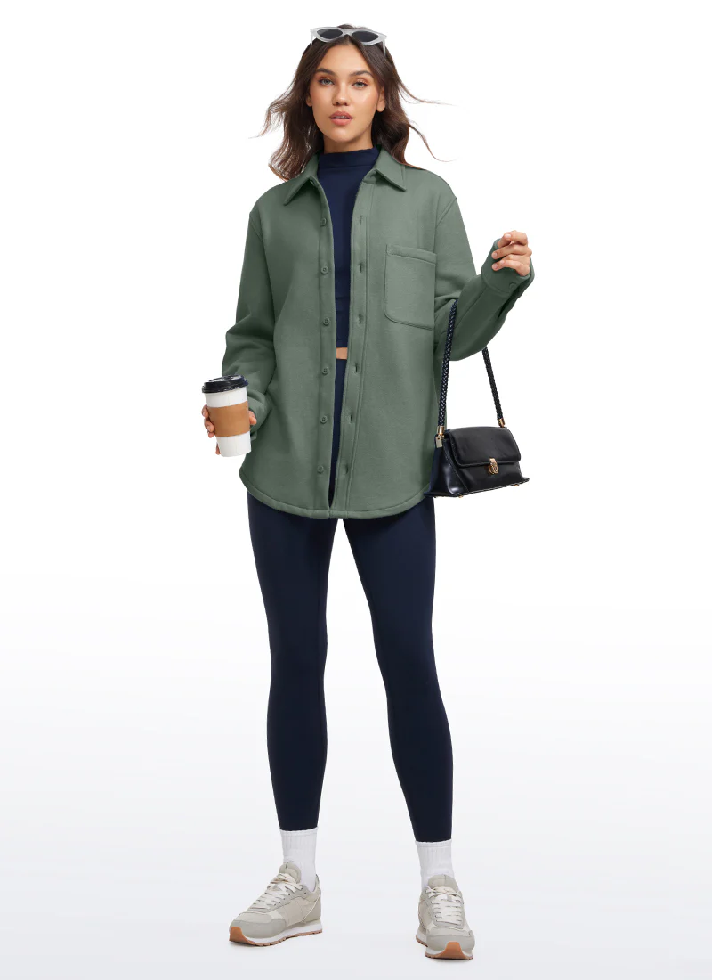 Fleece Lined Oversized Button Down Jacket - Image 23