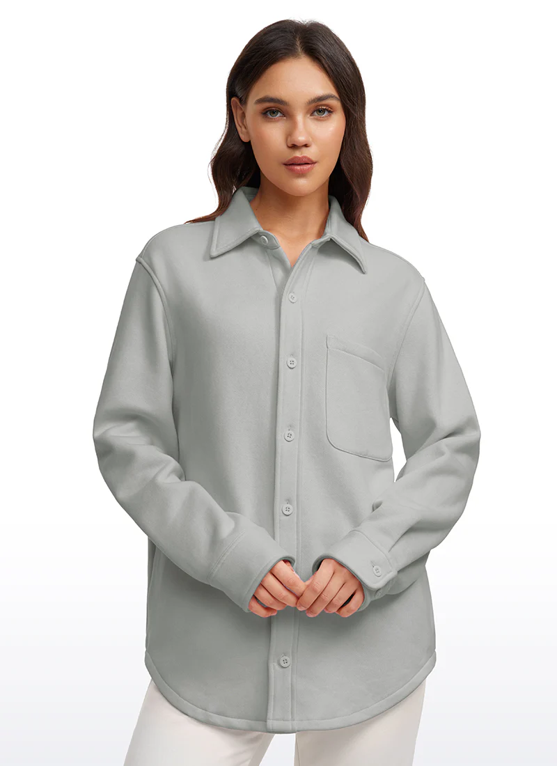 Fleece Lined Oversized Button Down Jacket - Image 29
