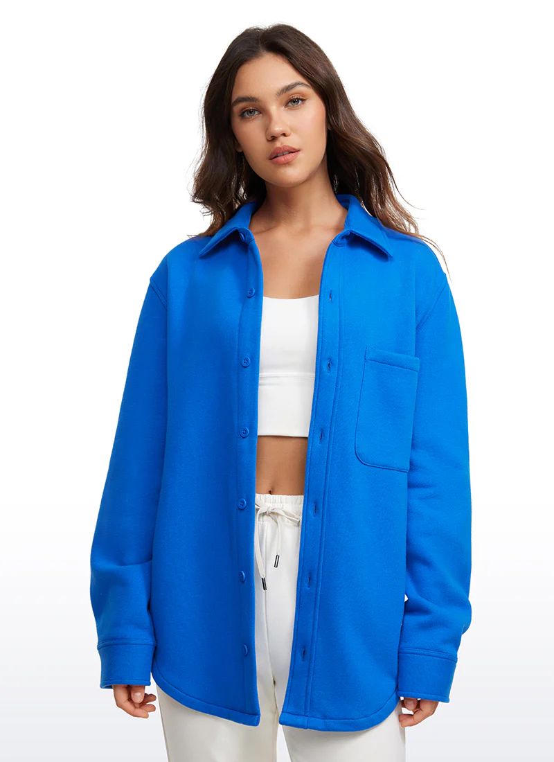 Fleece Lined Oversized Button Down Jacket - Image 6