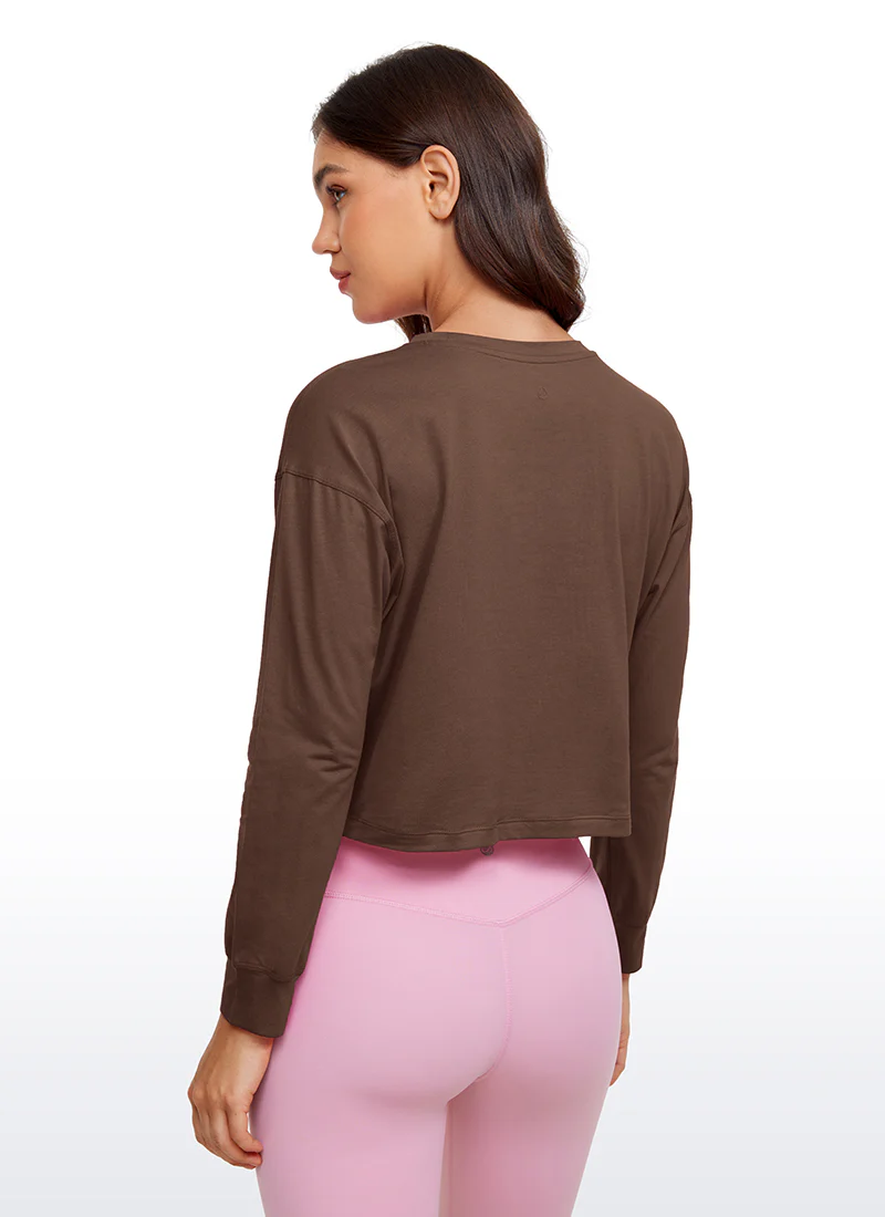 Pima Cotton Cropped Loose Fit Long Sleeve - Image 49